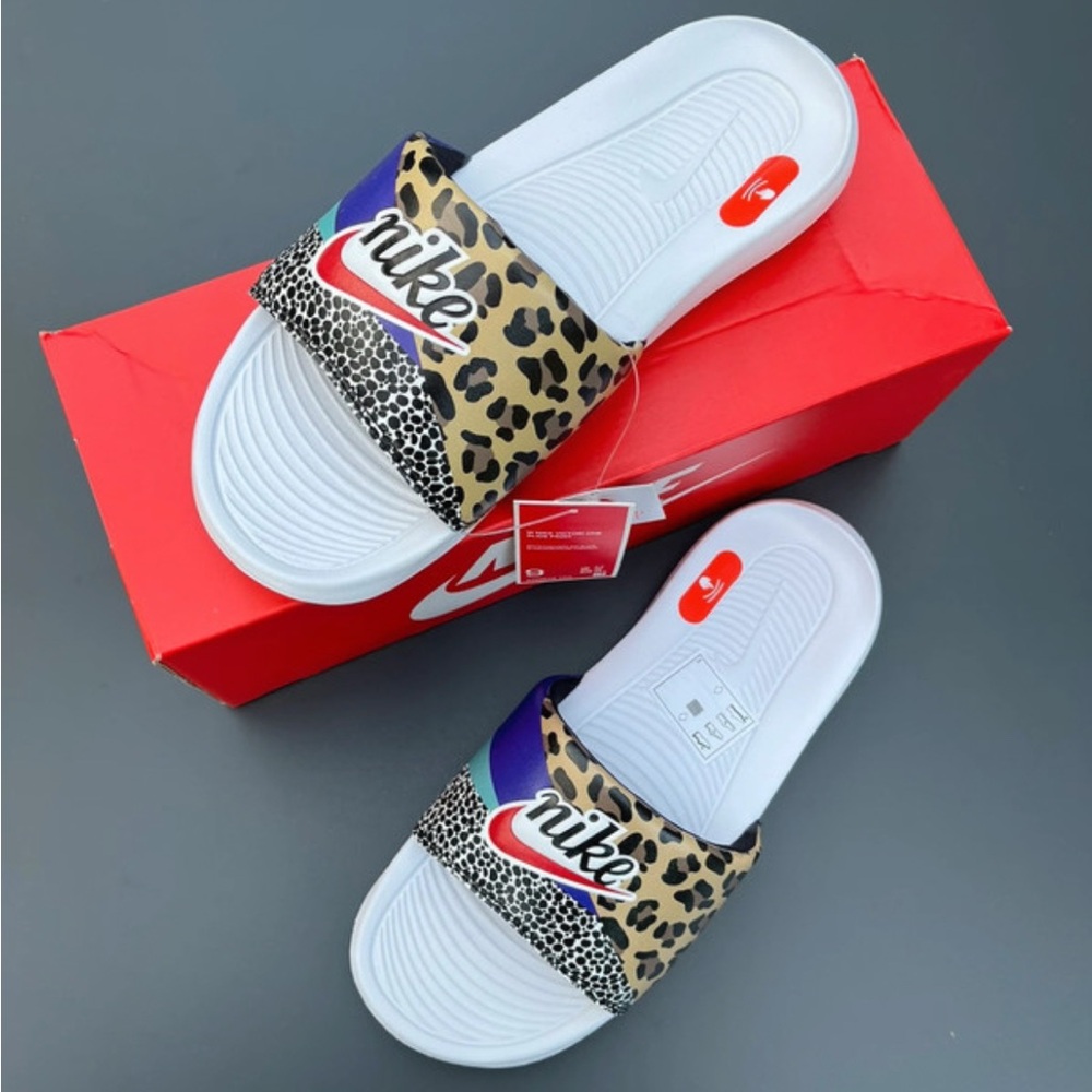 Nike Hot Pink and Black Leopard Slides